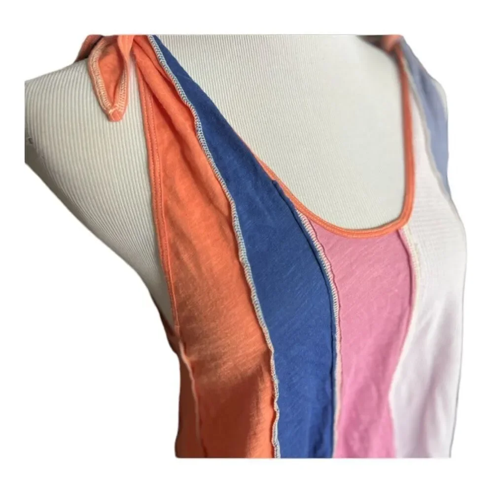 Womens We the Free by Free People Textured Color Block Tie Shoulder Tank Top - S